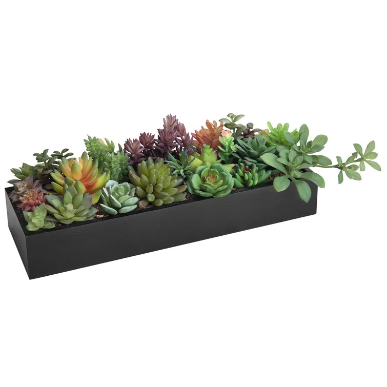 6'' Faux Succulent in Wood Planter | Wayfair North America