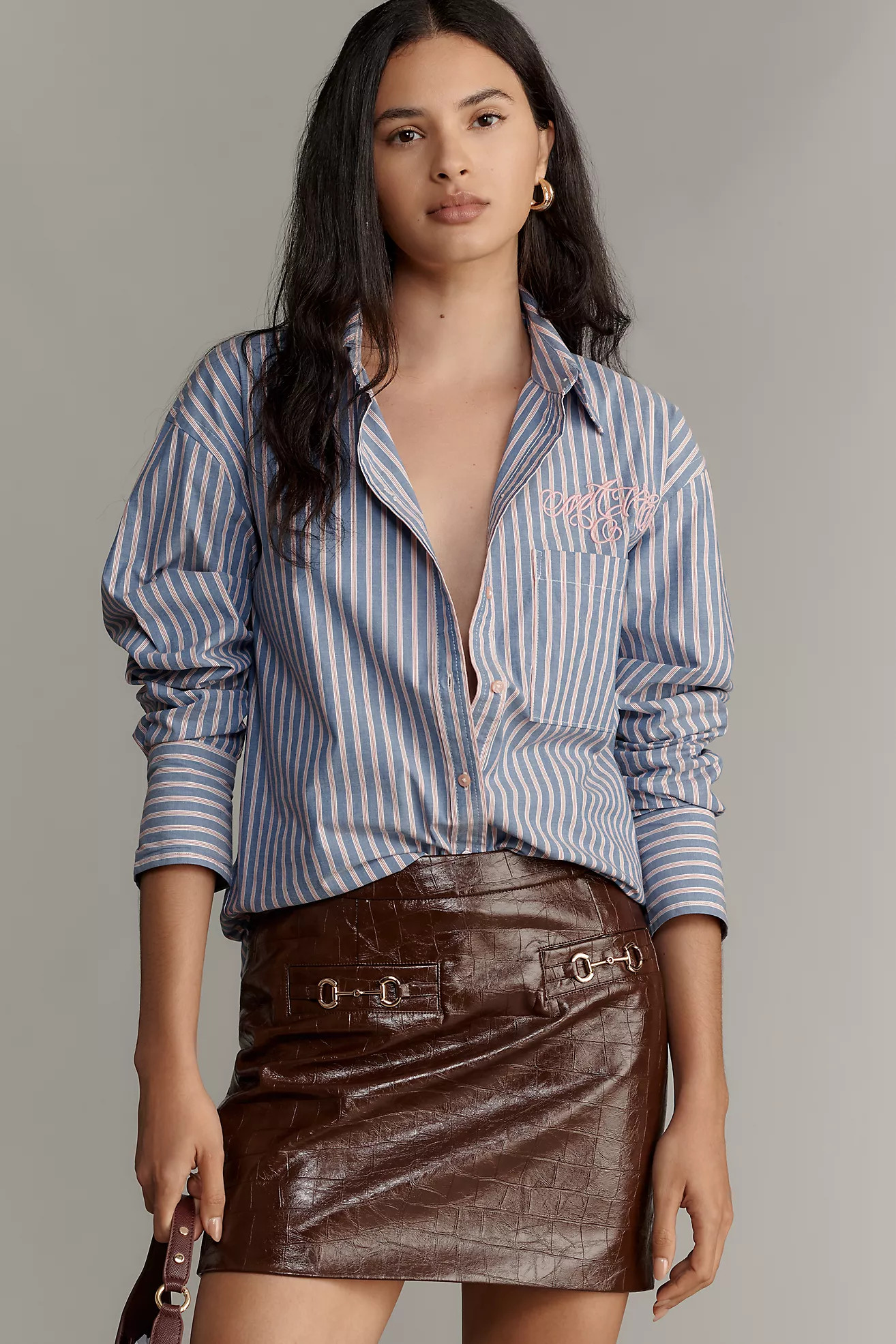 Maeve Monogram Buttondown Shirt | Anthropologie (US)