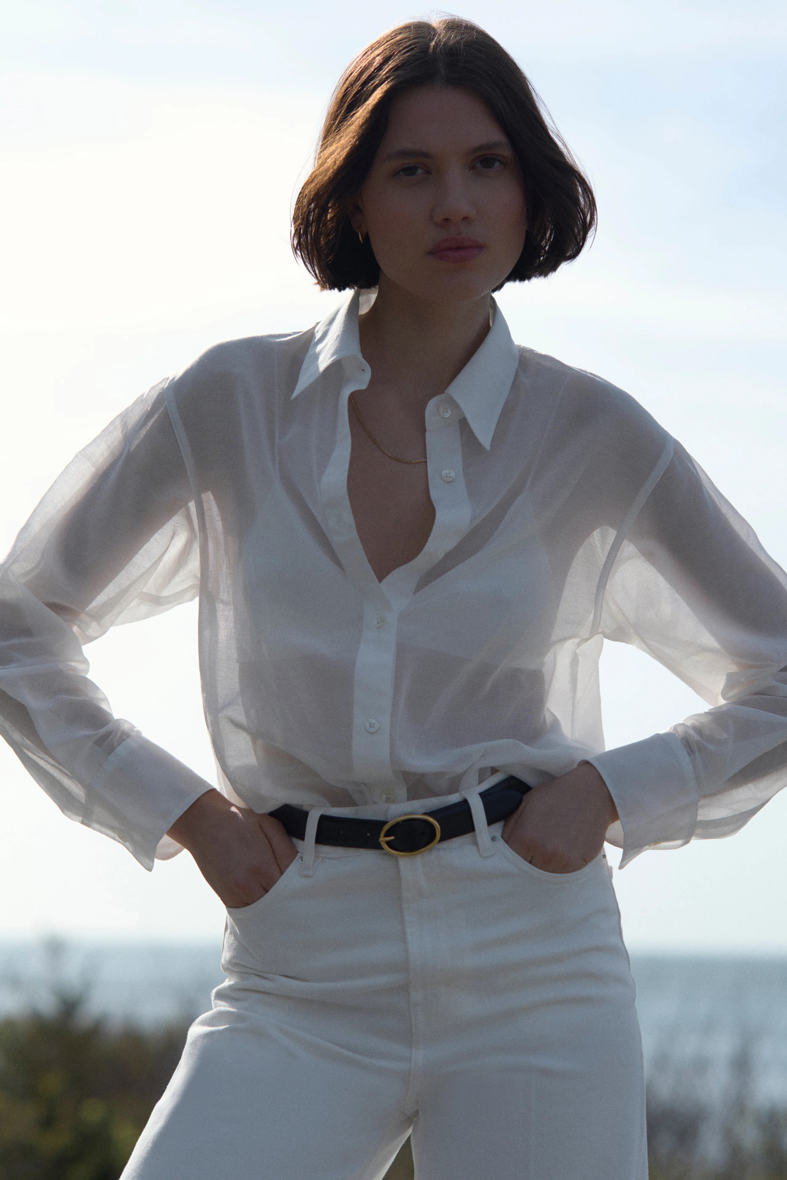 The Sheer Silk Shirt in White | Sold Out NYC