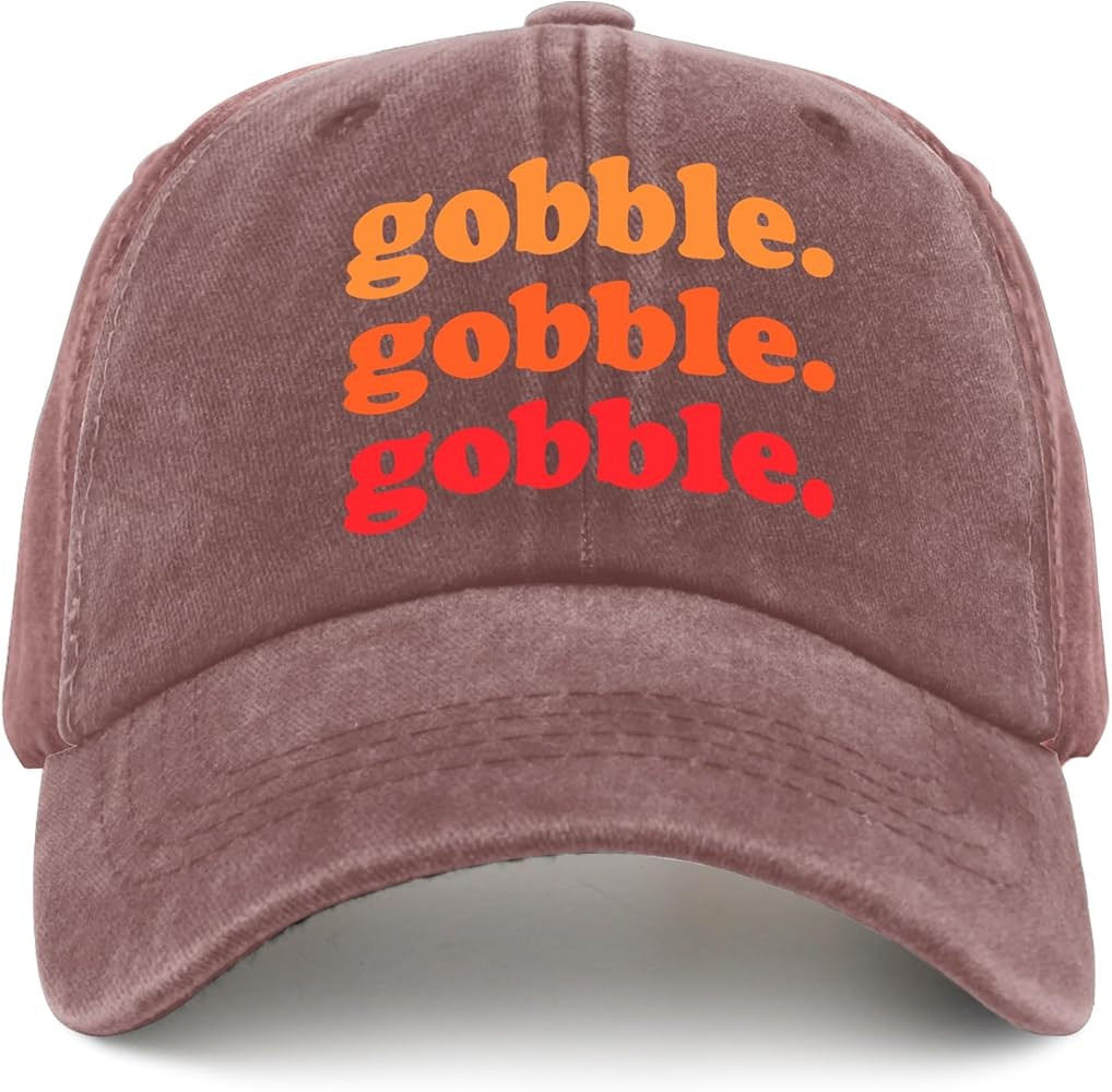 Funny Thanksgiving Day Thanksgiving Day Gobble Turkey Trot Happy Thanksgiving caps Vintage Cotton | Amazon (US)