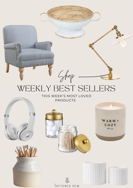 Shop the weekly most-loved products from Amazon! Accent arm chair, antique vintage lamp, warm and cozy candle, gold apothecary jars, beats wireless headphones, pedestal bowl, matches + pot, ceramic planter pots  

#LTKU #LTKhome #LTKFind