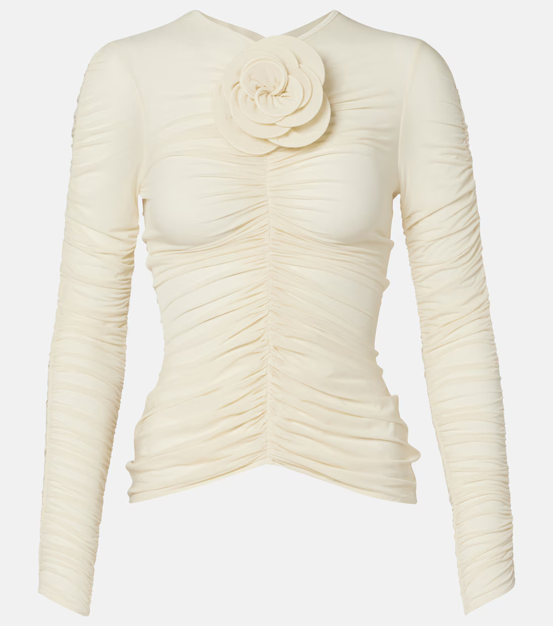 Floral-appliqué ruched top | Mytheresa (UK)