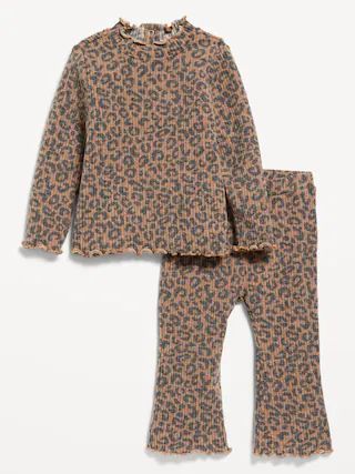 Printed Cozy-Knit Mock-Neck Top and Flare Pants Set for Baby | Old Navy (US)