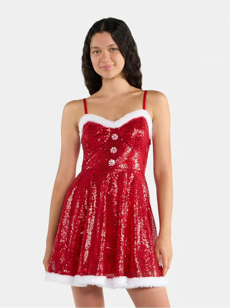 No Boundaries Christmas Santa Dress, Women’s | Walmart (US)