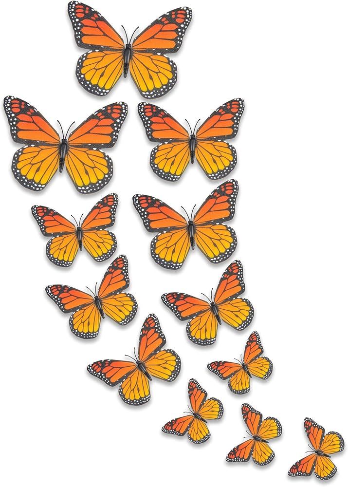 Yzurbu 24pcs Monarch Butterfly Decor, Orange Artificial Fake Butterflies Decorations for Craft, H... | Amazon (US)