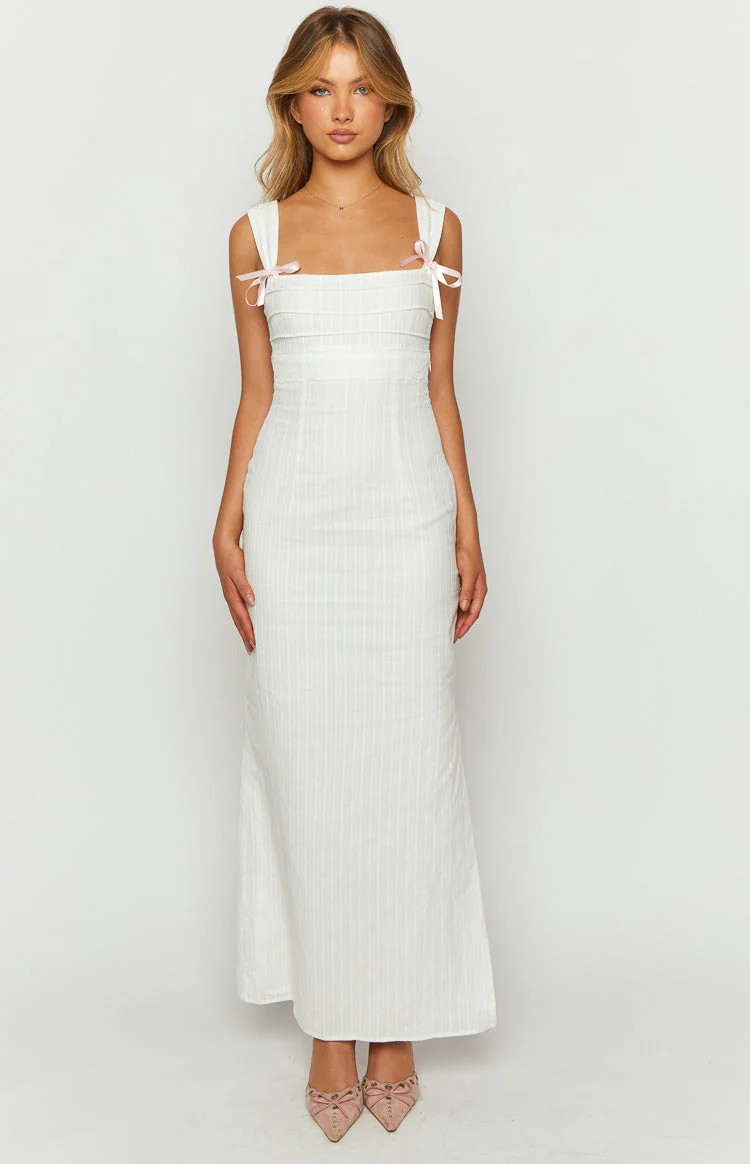 Magnus White Tie Back Maxi Dress | Beginning Boutique (US)