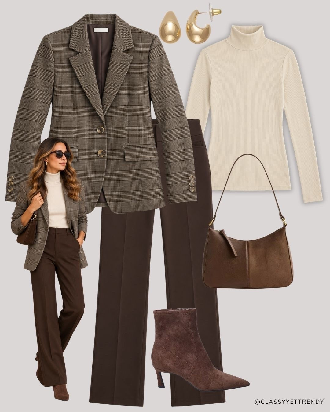 Modern Heritage Autumn Neutrals Capsule: 12 Tops, Bottoms, Layers and Shoes, many outfits! ✔️ Create several looks with classic and timeless staples - including wide-leg jeans, white shirt, navy sweater, mock neck top - elevated with just a few seasonal gems like an argyle cardigan, plaid blazer and heeled boots.🍂 Effortless, versatile, and polished!🤎 Which outfit is your favorite? 

#fallstyle #autumnvibes #autumnoutfit #browntones #capsulewardrobe