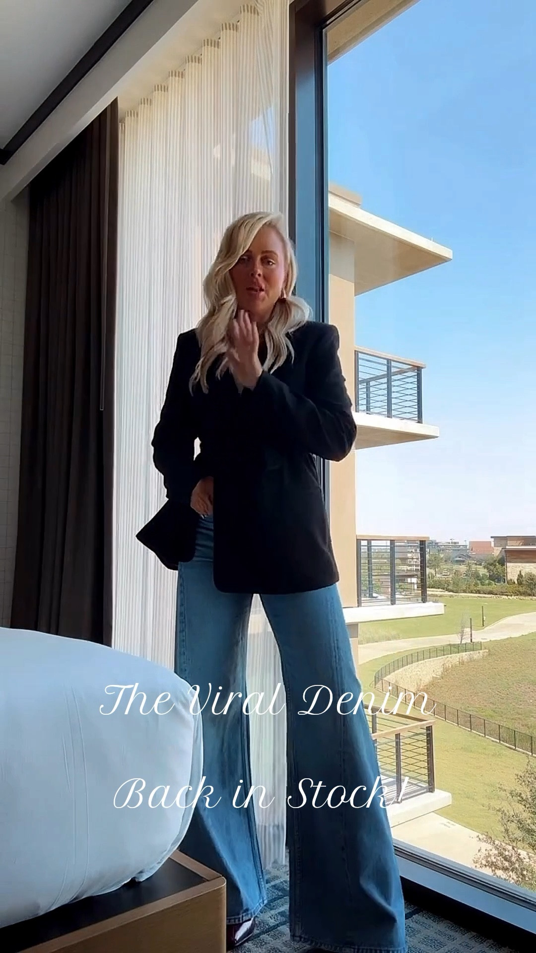 Denim has been restocked & will go quickly! Now in 4 washes❤️🔥! Blazer  also avail in white! 💥
Jeans are TTS. Layering top is the square neck version of link! Did small. 



Work outfit. Workwear. Jeans. Denim. Flare jeans. Blazer. Spring 2026 🌼




#LTKWorkwear #LTKgrwm #LTKootd