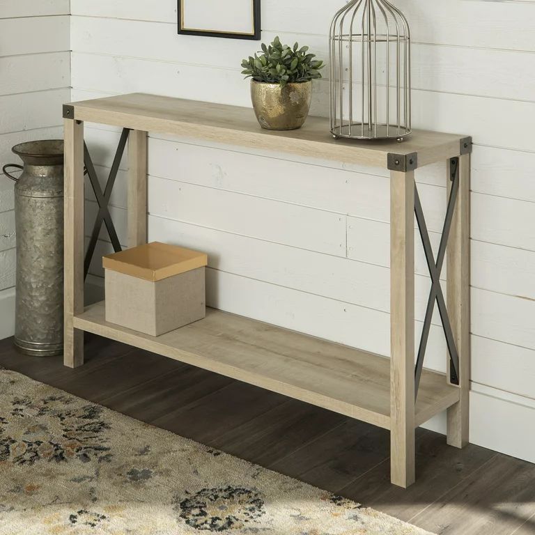 Woven Paths Magnolia Metal X Console Table, White Oak | Walmart (US)