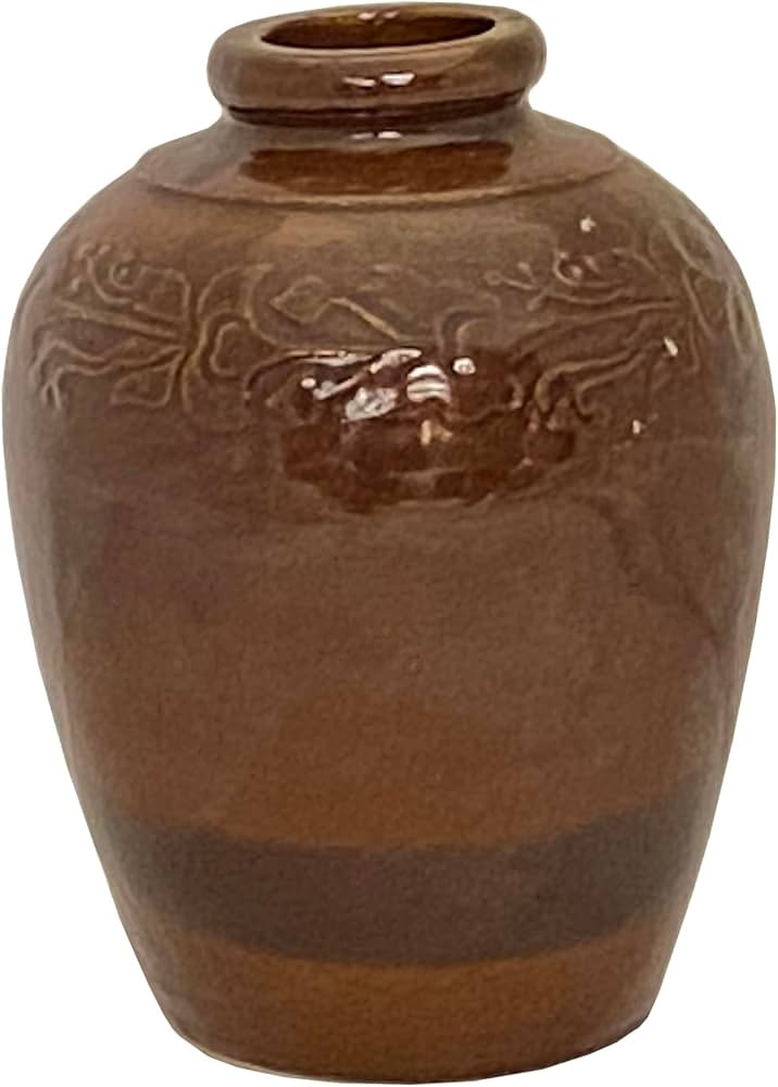 Vintage Chinese Handmade Ceramic Brown Glaze Vase Jar Aws3429 | Amazon (US)
