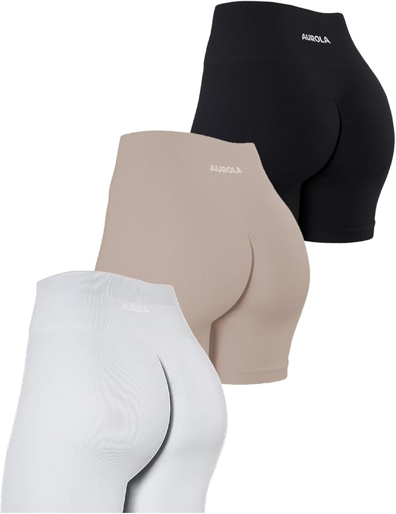 AUROLA Power Workout Shorts for Women Tummy Control Squat Proof Ribbed Thick Seamless Scrunch Act... | Amazon (US)