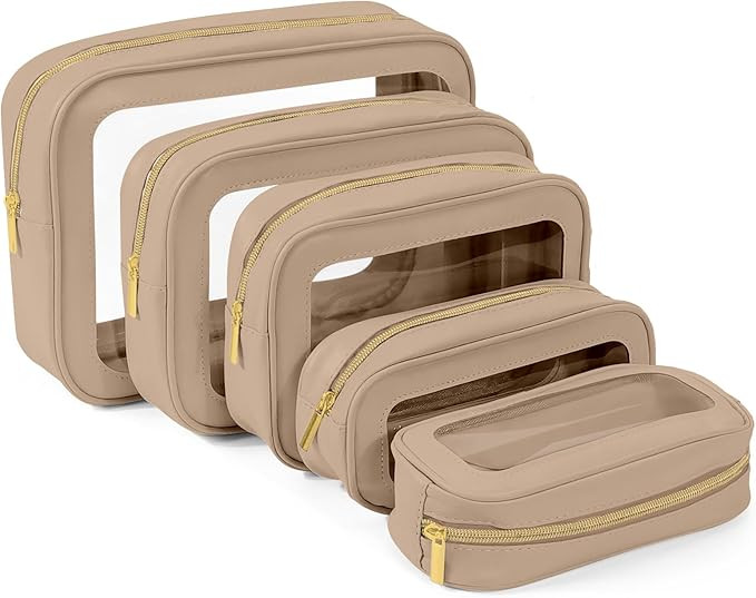 YOPCDJ 5PCS Clear Toiletry Bag,TSA Approved Travel Makeup Pouch with Zipper for Cosmetics and Toi... | Amazon (US)