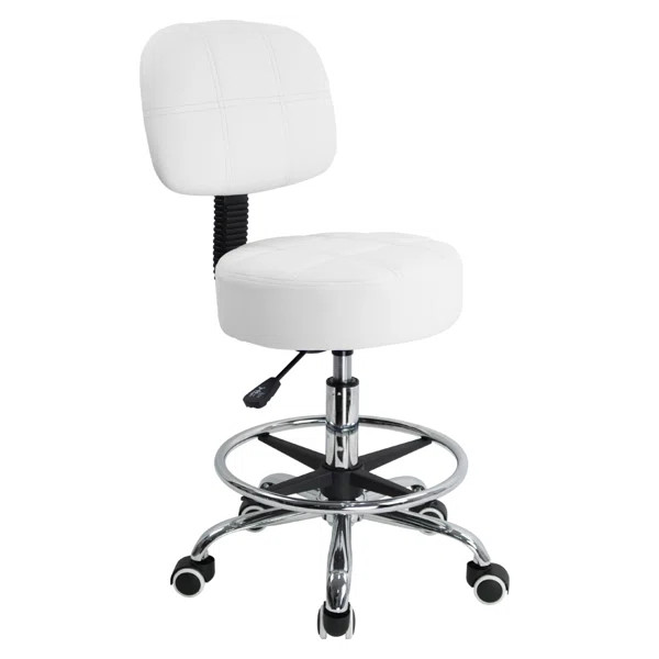 Backed Adjustable Height Ergonomic Lab Stool with Footring Wheels | Wayfair North America