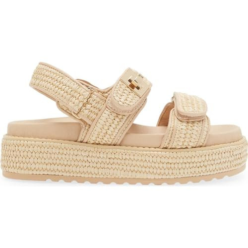 Molozoey Raffia Woven Slingback Platform Sandal,Comfortable Slide Sandals for Women with Double Adjustable Slingback Strap NUDE | Amazon (US)