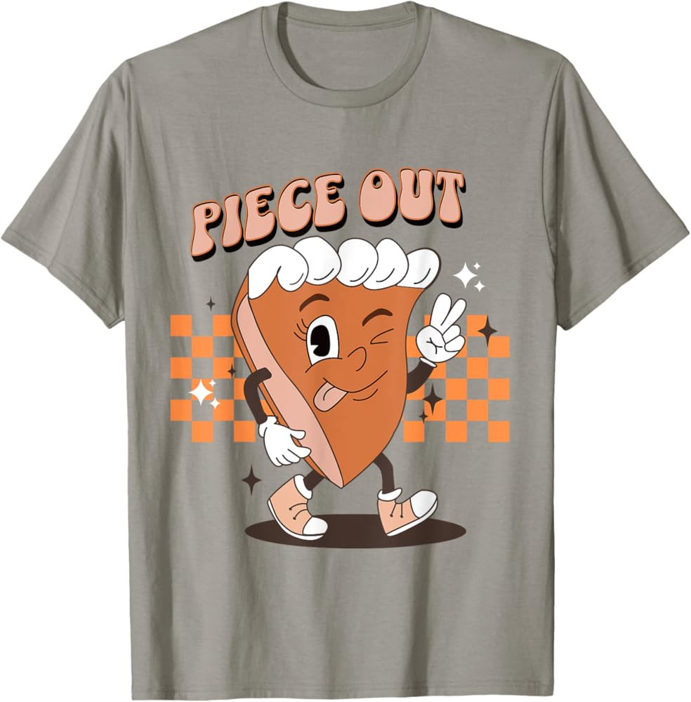 Retro Pumpkin Pie Piece Out Peace Funny Thanksgiving Fall T-Shirt | Amazon (US)