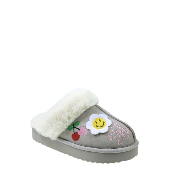 Wonder Nation Girls Scuff Slippers With Faux Fur Trim | Walmart (US)