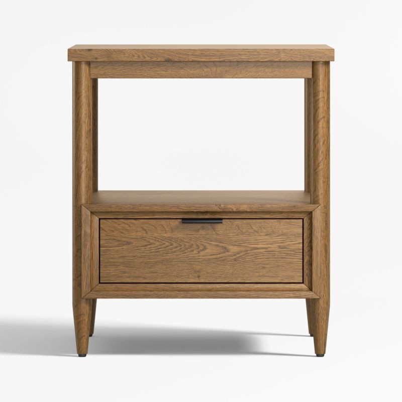 Bodie Flax Brown Medium Wood Kids Nightstand with Drawer + Reviews | Crate & Kids | Crate & Barrel