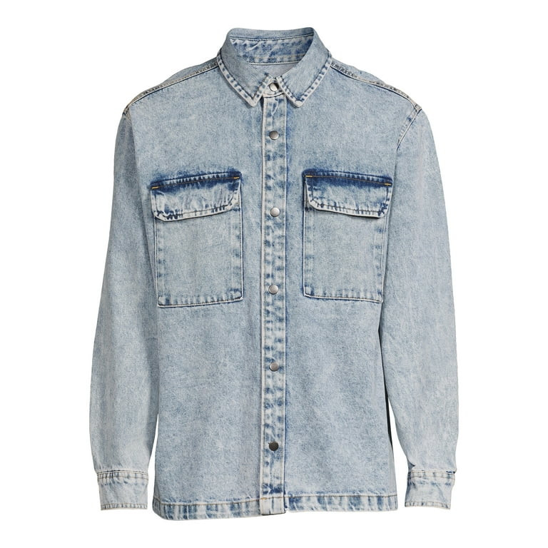 No Boundaries Men’s Layering Denim Shirt Jacket, Sizes XS-3XL | Walmart (US)