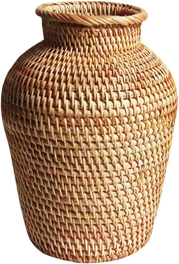 Veemoon Wicker Flower Basket Vintage Rattan Vase Woven Straw Flower Vase Rustic Style Decorative ... | Amazon (US)