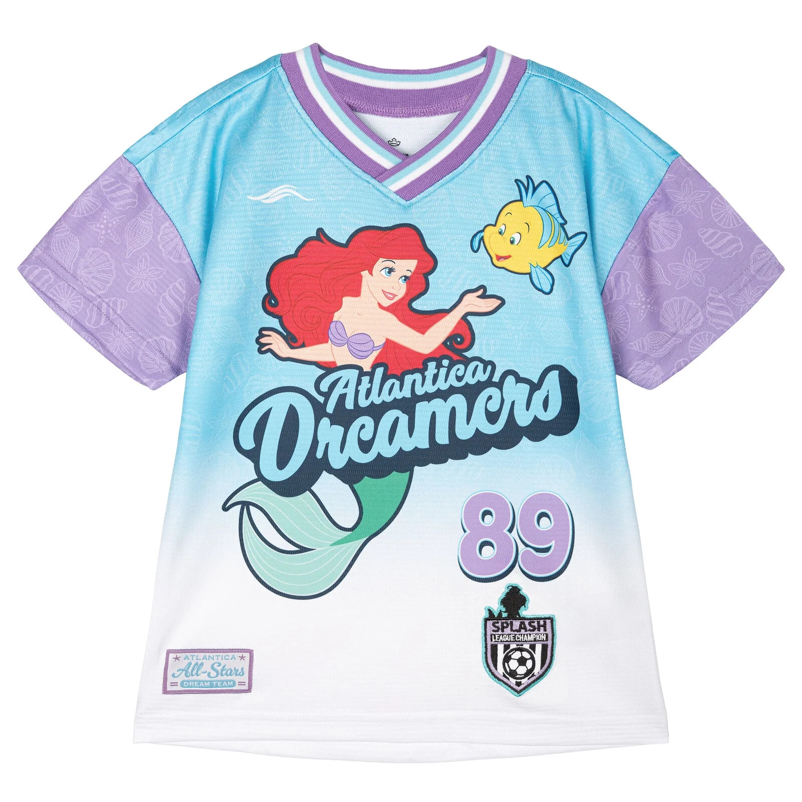 Disney The Little Mermaid Ariel Mesh Soccer Jersey Athletic T-Shirt Colorblock Toddler to Big Kid | Walmart (US)