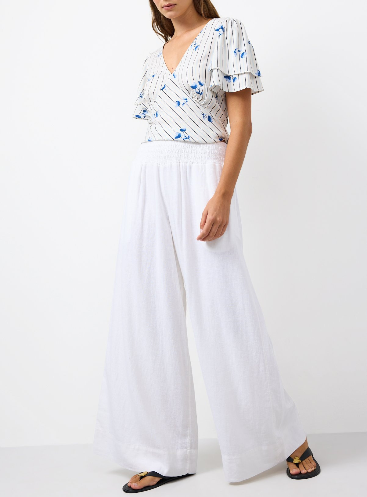 White Linen Wide Leg Trousers 14 | argos.co.uk