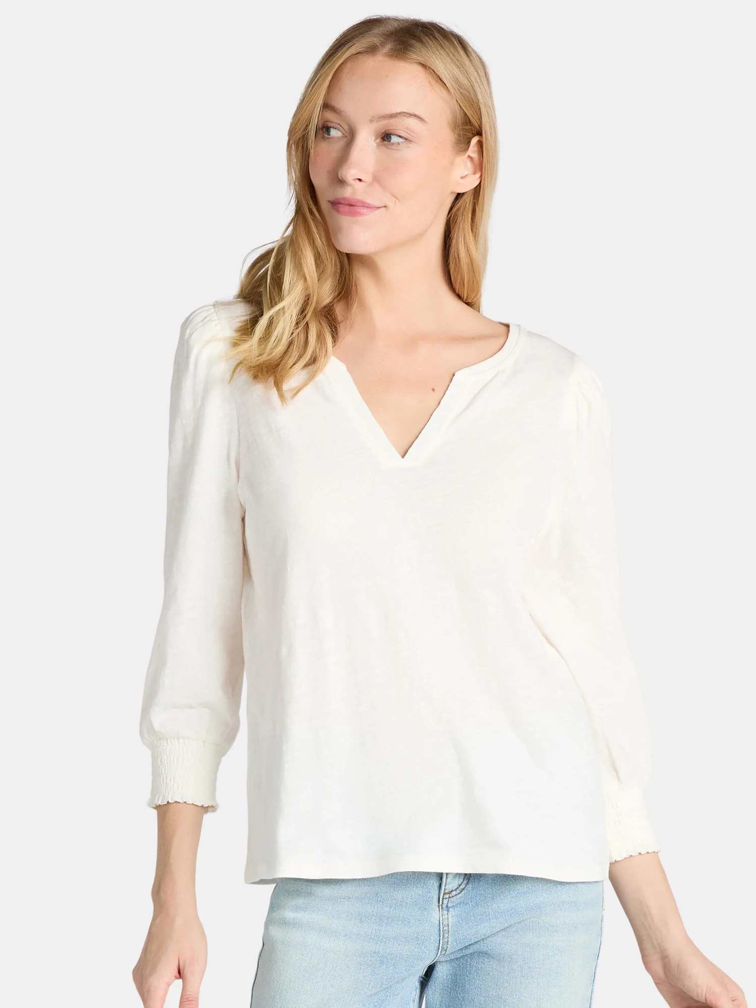 Time and Tru Women's Notch Neck Top | Walmart (US)