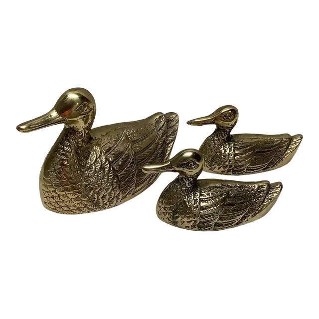 Fall Trend-Hunting: Mid 20th Century Brass Duck With Ducklings - Set of 3 | Chairish