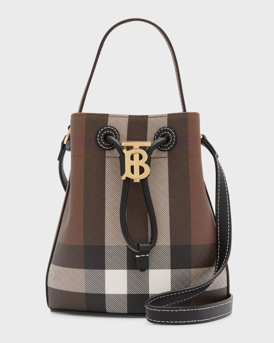 Check Drawstring Bucket Bag | Neiman Marcus