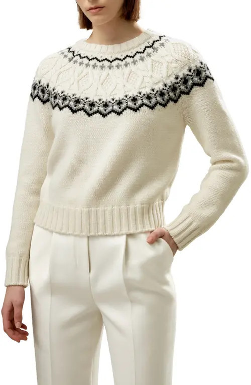 Lilysilk Fair Isle Crewneck Sweater for Women at Nordstrom, Size Medium | Nordstrom
