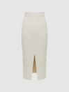 Reiss White Erin Knitted Co Ord Midi Skirt | Reiss UK