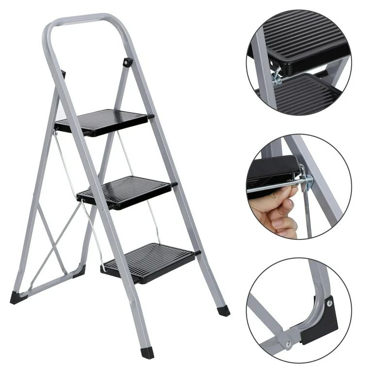 ZENY 3 Step Ladder Folding Step Stool Wide Anti-Slip Platform 330lbs Capacity - Walmart.com | Walmart (US)