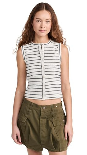 Madewell Women's Split-Crewneck Cardigan Tank in Stripe, Oven Stripe Lighthouse, XL | Amazon (US)