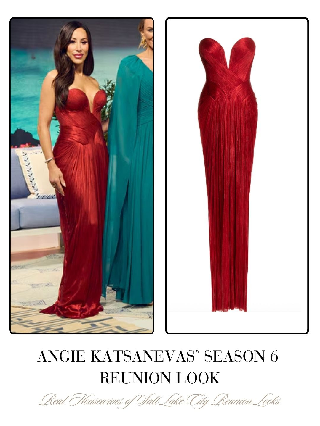 Angie Katsanevas’ Real Housewives of Salt Lake City Red Plunging Reunion Dress 📸 = @bravotv
