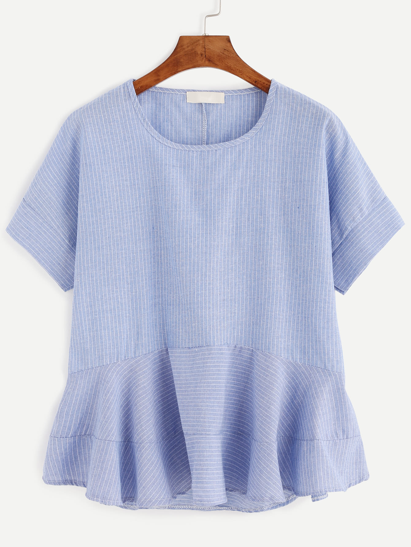 Vertical Striped Ruffle Hem Blouse | SHEIN