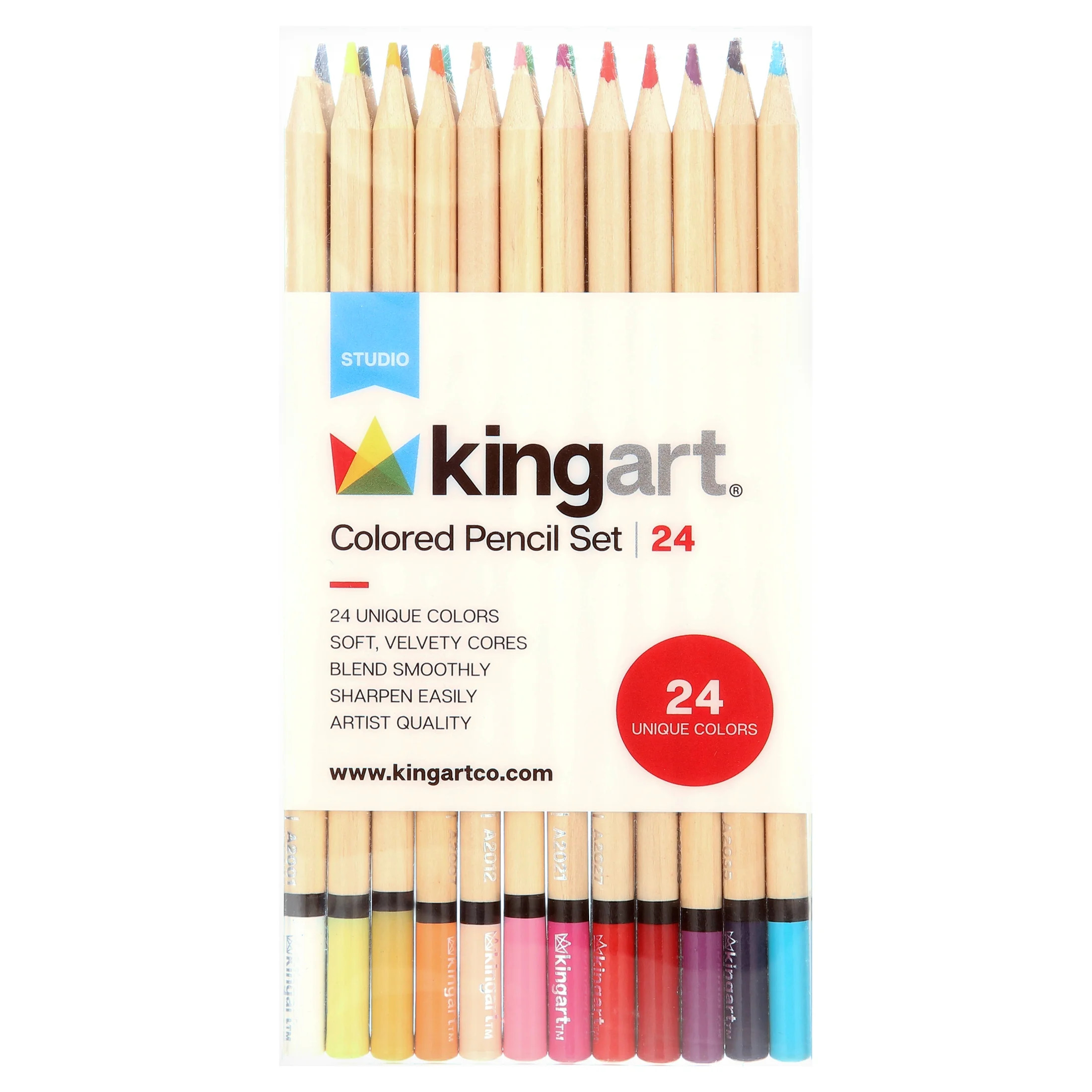 KINGART Soft Core Colored Pencils Set of 24 Unique Vibrant Colors | Walmart (US)