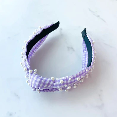 Purple Seersucker Pearl Headband | Golden Thread