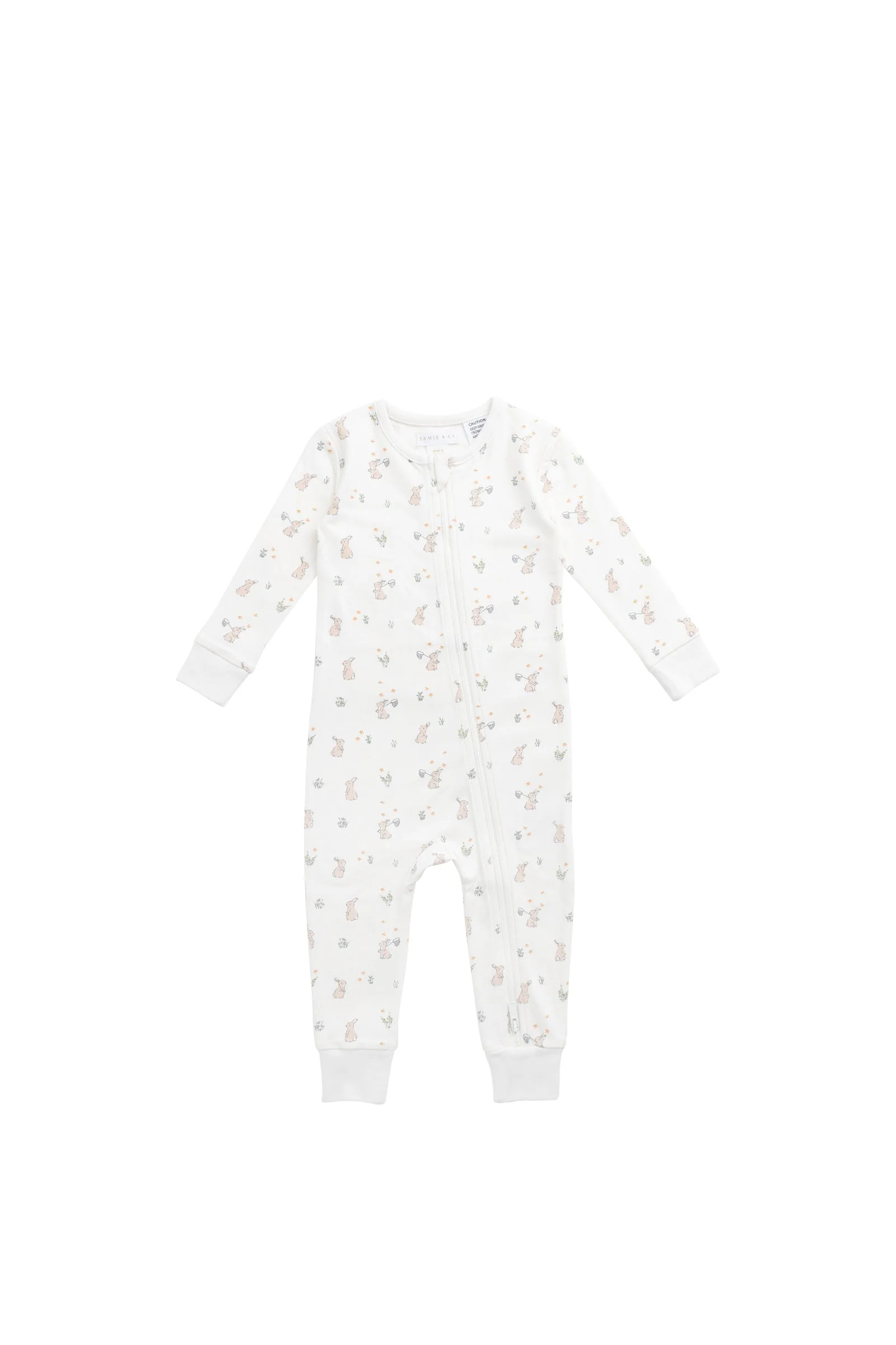 Organic Cotton Jude Onepiece - Lapin Jardin Crisp | Jamie Kay