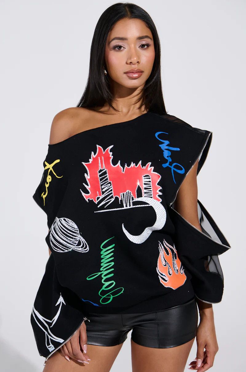 DEEP THOUGHTS OVERSIZED GRAPHIC SWEATSHIRT | AKIRA