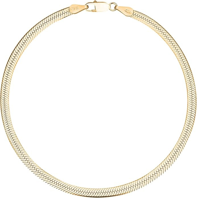 Savlano 18K Gold Plated 925 Sterling Silver Solid Italian Herringbone Magic Diamond Cut Link Chai... | Amazon (US)