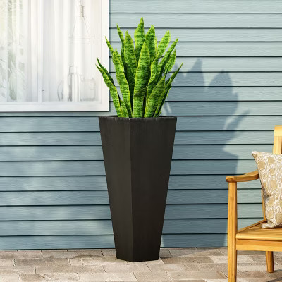 KWPZQEB Large Tall Planter for Indoor or Outdoor, 32" Flower Pots Tapered Tall Planters, MGO Cast Stone Planters for Outdoor Indoor Plants, Black | Target