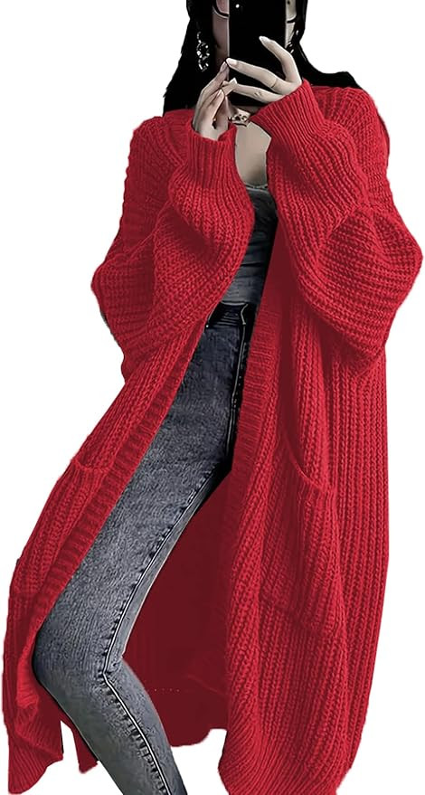 Womens Long Cardigan Sweaters Open Front Oversized Duster with Pocket for Women 2025 Fall Winter ... | Amazon (US)