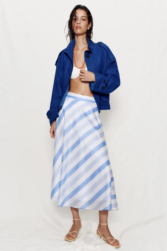 STRIPED MIDI SKIRT | Zara US
