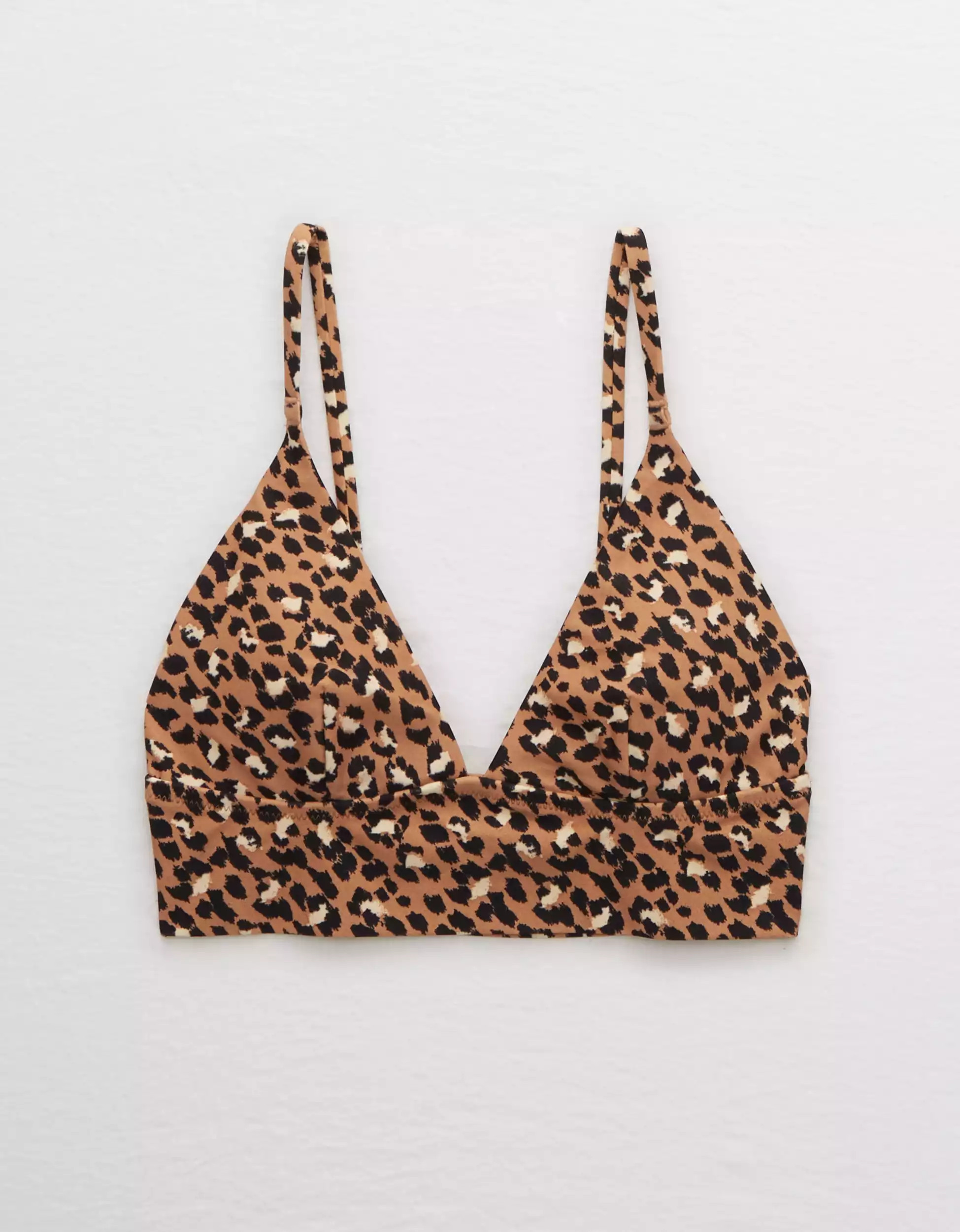Aerie Leopard Longline Triangle Bikini Top | American Eagle Outfitters (US & CA)