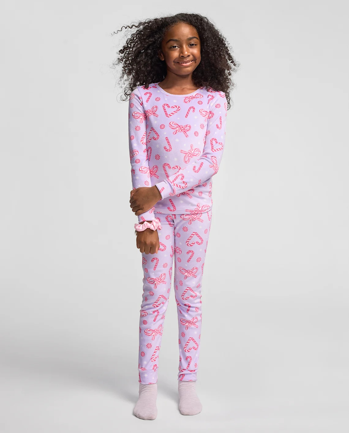 Girls Candy Cane Velour Pajamas - purple | The Children's Place