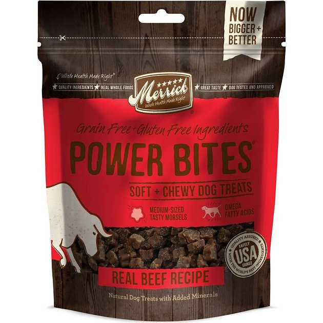 Merrick Power Bites Real Texas Beef Recipe Grain-Free Soft & Chewy Dog Treats, 6-oz bag | Chewy.com