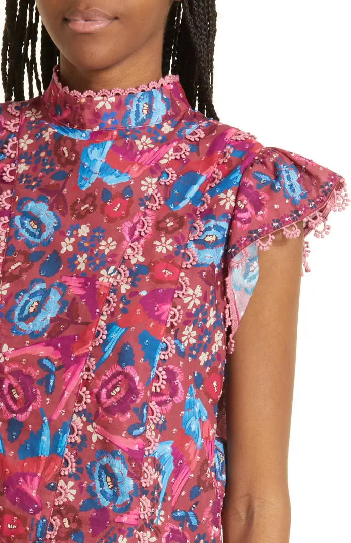 Floral Print Cotton Mock Neck Top | Nordstrom