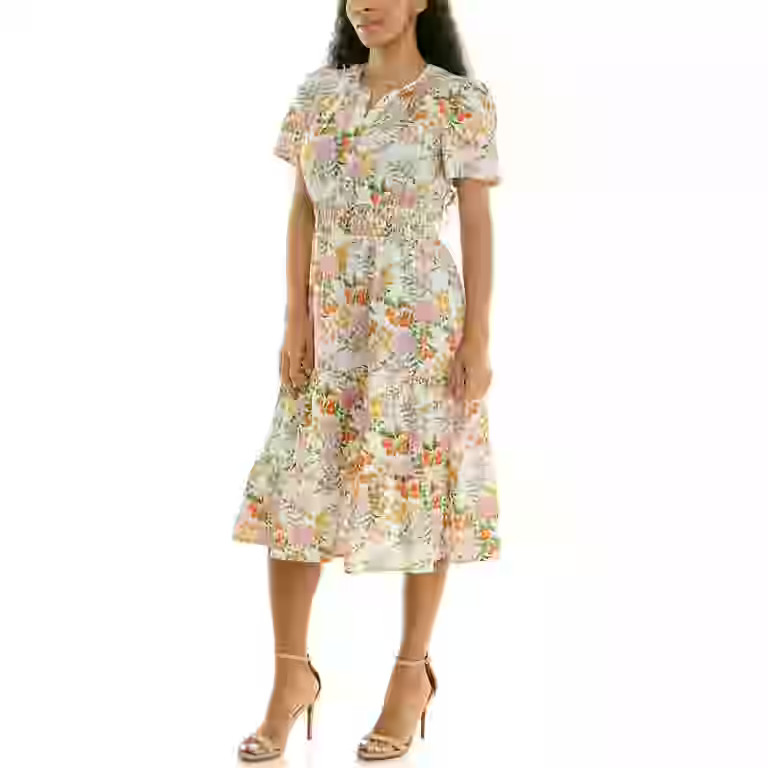 Nanette Lepore Women's Split Neck Tiered Maxi Dress, Sizes XS-XXXL | Walmart (US)