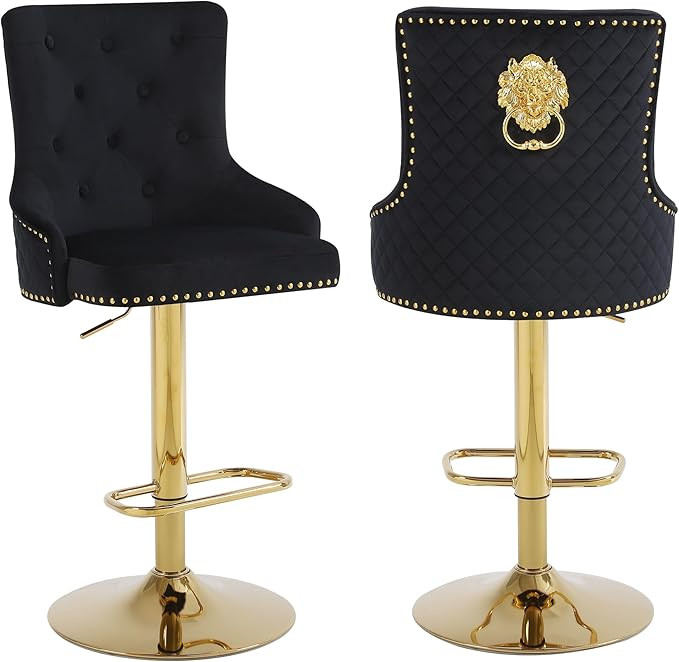 Velvet Gold Barstools Set of 2, Modern Counter Height Adjustable Swivel Stools Chairs with High T... | Amazon (US)