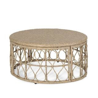 Gray Wicker Outdoor Coffee Table for Poolside, Patio, Garden and Deck | The Home Depot