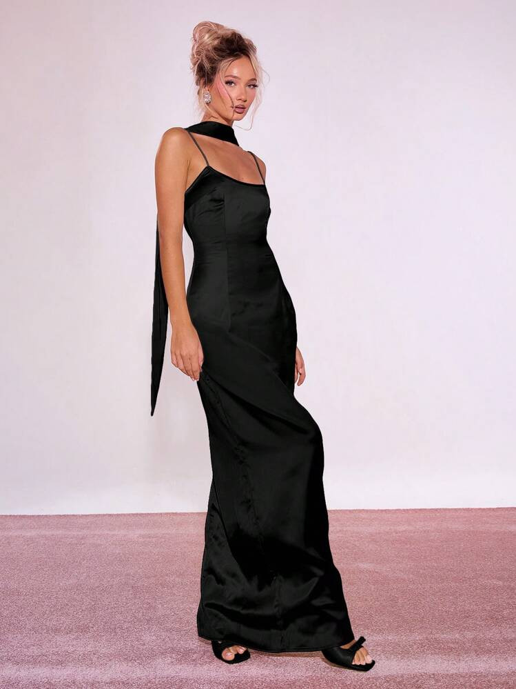 MUSERA Spaghetti Strap Maxi Dress 90'S Prom Spring Wedding Guest, Graduation, Elegant Ibiza Holiday Fall Night Out Wedding Guest, Elegant, Date Night, Grunge Christmas, Halloween, Fall, Winter Party Chic | SHEIN